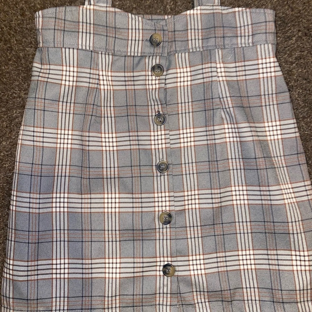 Plaid Print Suspender Skirt Set. Size M. - Picture 2 of 3